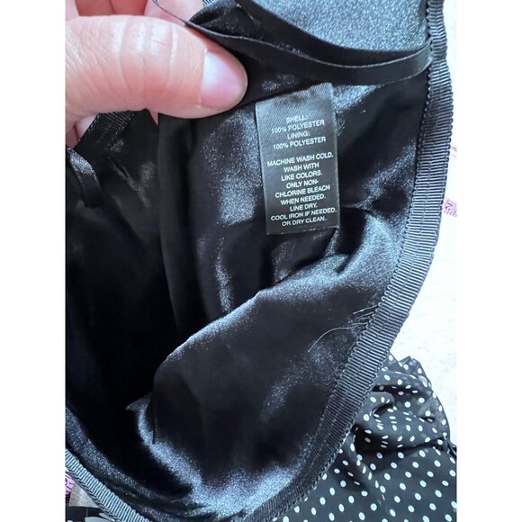 Black & White Polka Dot Ruffle Skirt High-Low Hem Flowy Lightweight Polyester Li - Picture 5 of 7